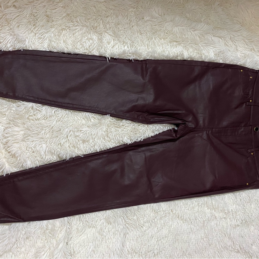 NWT Ann Taylor 14P Burgundy Coated Skinny Jeans.